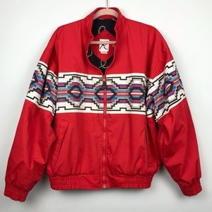 Vintage Roper Western Tribal Aztec Bomber Jacket Large Zip 90s